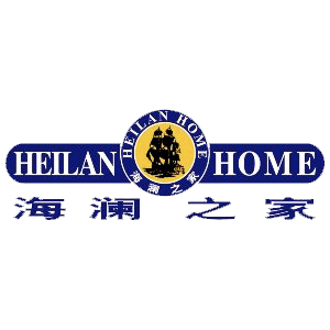 赫兰之家品牌徽章，金色骑士图案，蓝底黄字标语